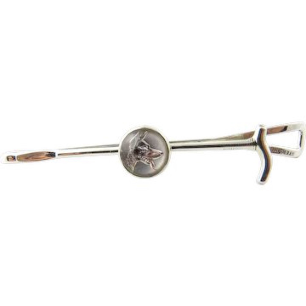 Vintage Sterling Silver Reverse Intaglio German Shepherd Tie Clip #3831